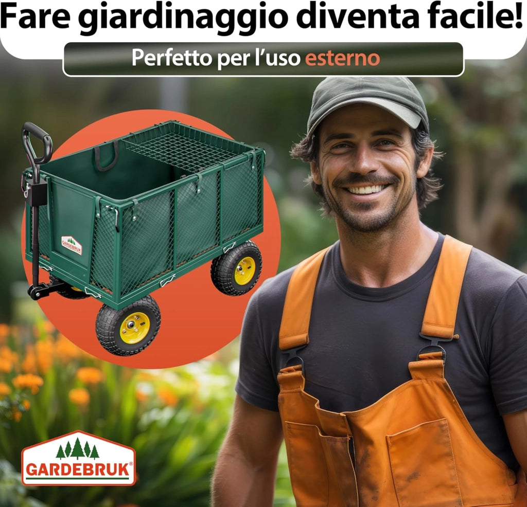 ® Carrello Portatutto con Ruote 550 kg Rimorchio Carretto Grande da Giardino con Borsone in Tela Rimovibile