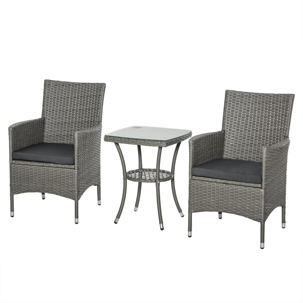 Set Divano Angolare 3 Pezzi Polyrattan ¨C zephmum ¨C Grigio 130x70x70 cm