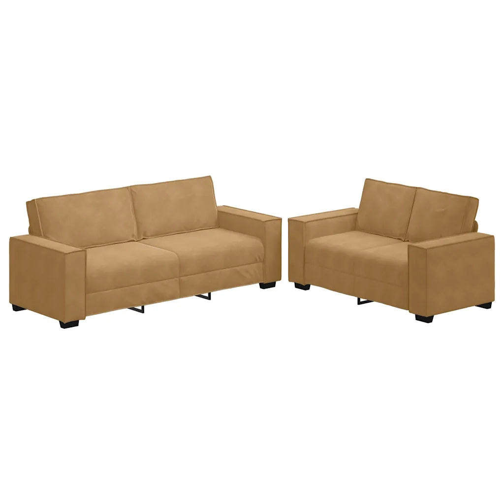 vidaXL Set di Divani 2 pz con Cuscini Marrone in Velluto