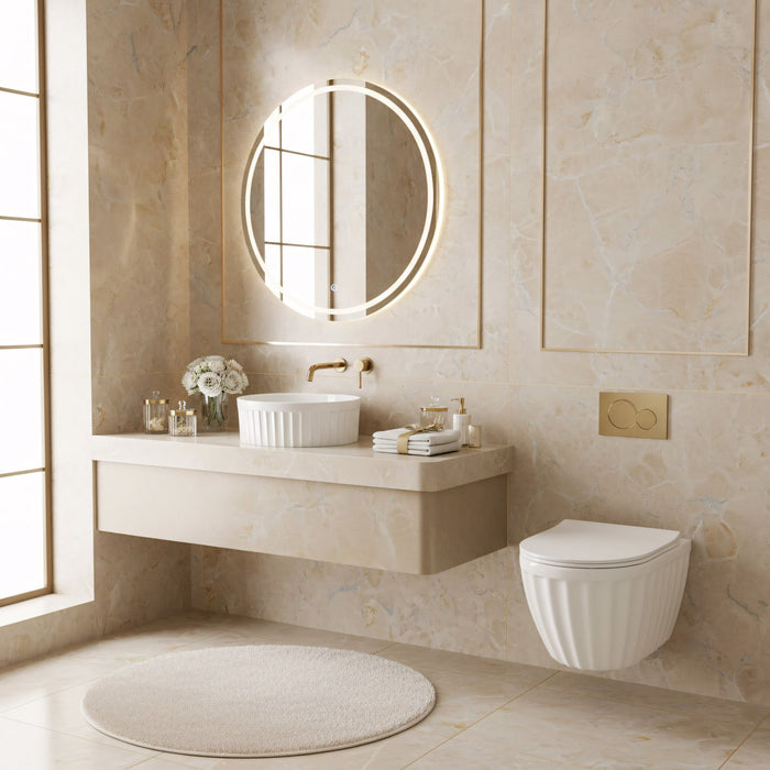 Set: Wc Sospeso + Lavabo Da Appoggio Rea Duo White