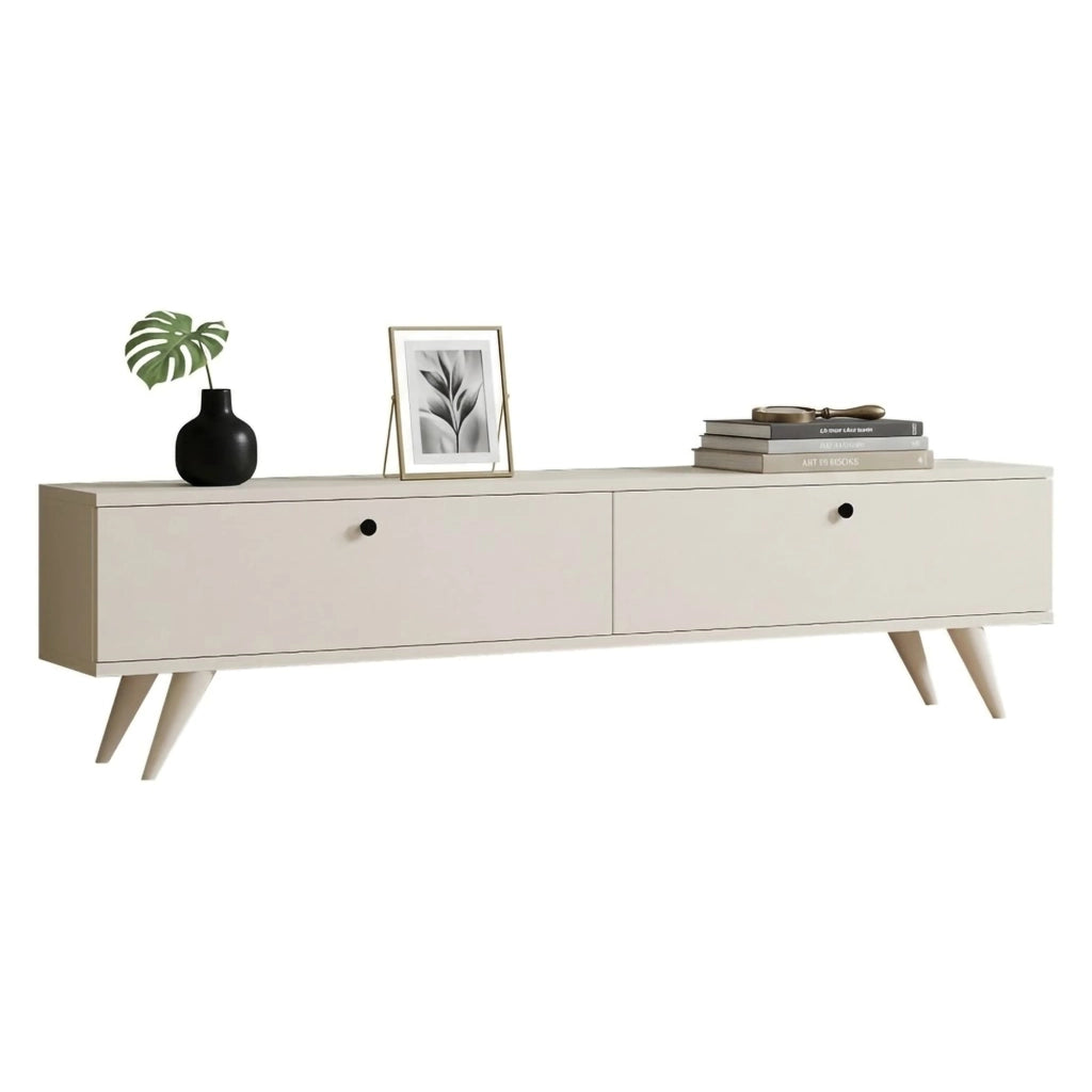 Atestino, Mobile Porta tv 2 Ante, 160x25x40h cm Bianco