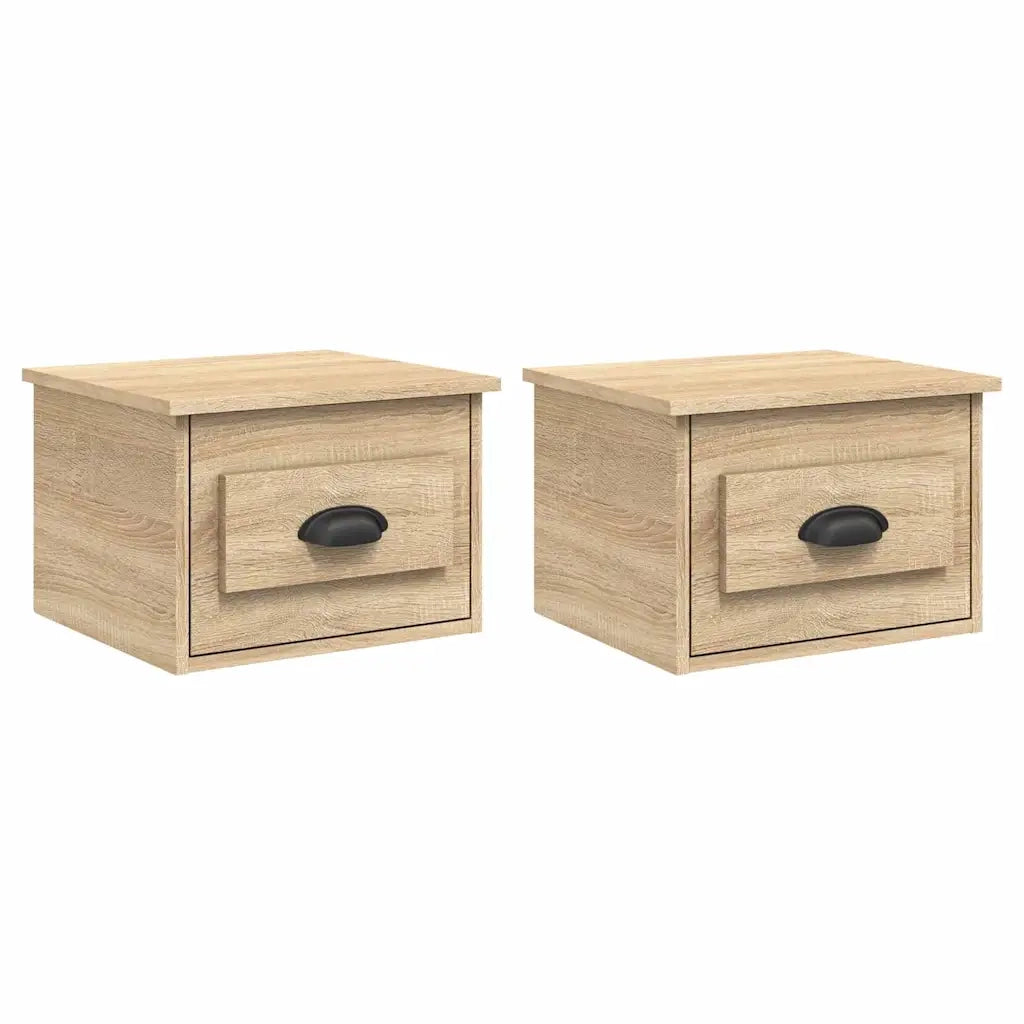 Set di 2 Comodini | Armadio da Notte | Mobiletto da notte a Parete Rovere Sonoma 41,5x36x28 cm