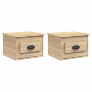 Set di 2 Comodini | Armadio da Notte | Mobiletto da notte a Parete Rovere Sonoma 41,5x36x28 cm
