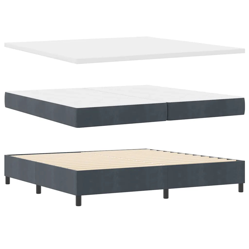 Letto a molle con materasso Grigio scuro 200 x 200 cm Velluto