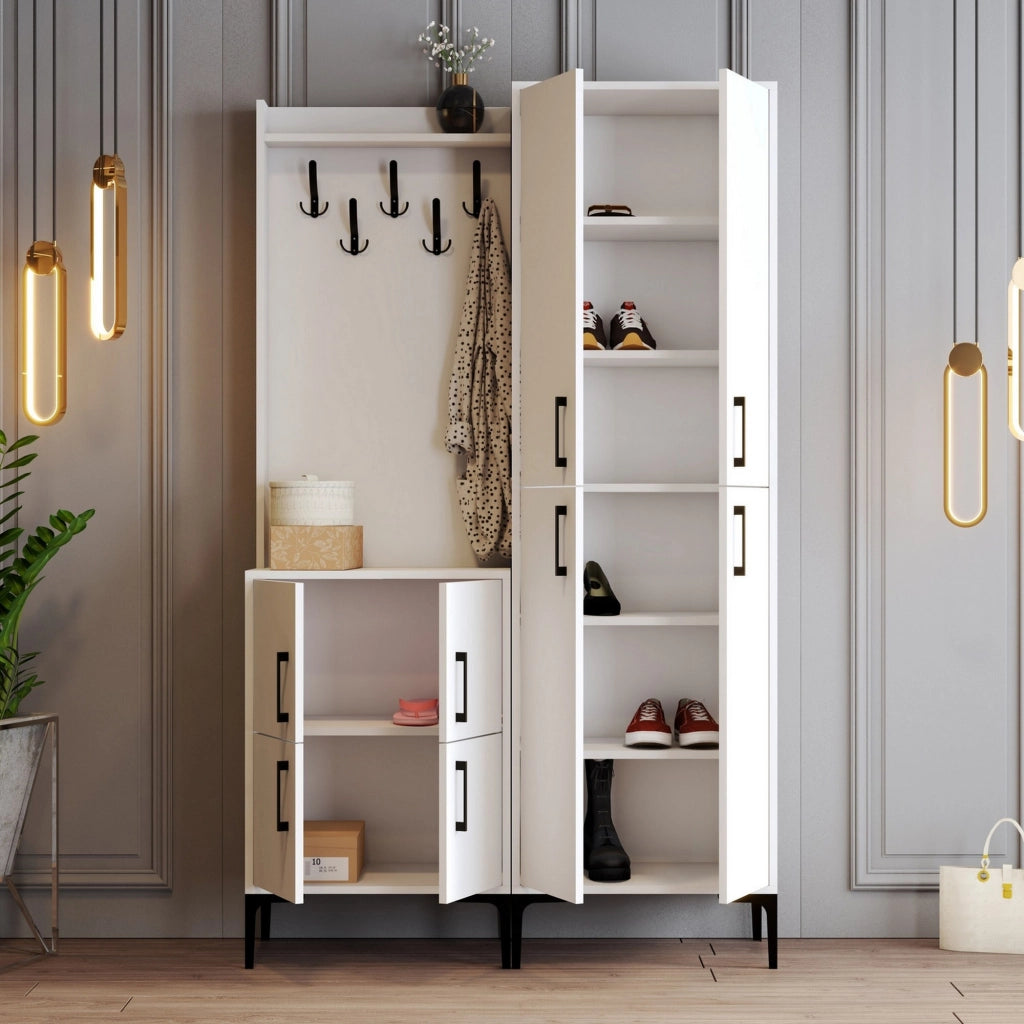 Fondra, Mobile da Ingresso Appendiabiti, 120x35x200h cm Bianco