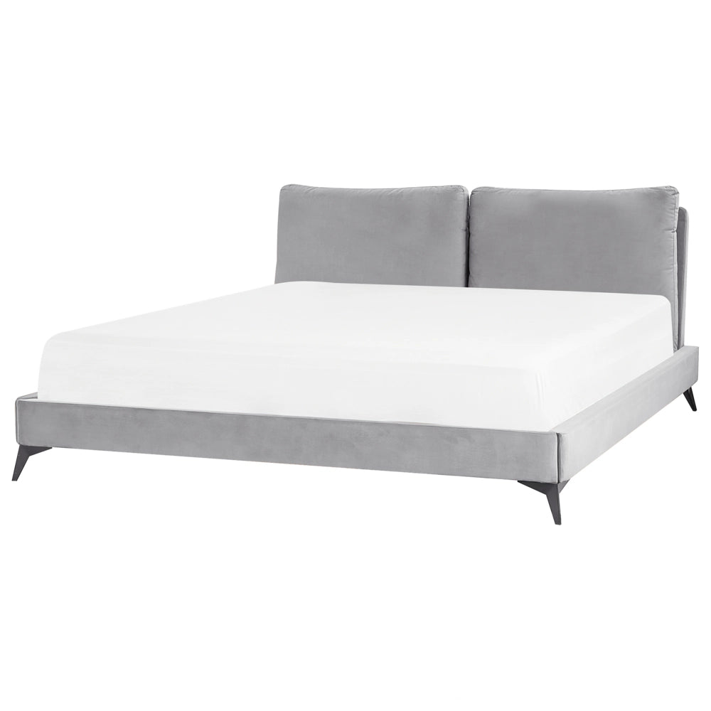 Letto imbottito moderno in velluto di colore grigio 180 x 200 cm moderno elegante