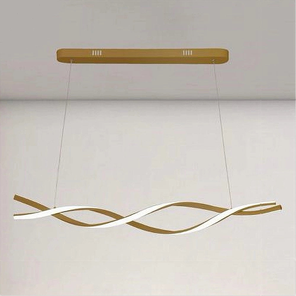 Trade Shop - Lampadario Led A Sospensione 48w Oro Spirale Ondulato Vortice Intrecciato Luce 6500k 32514 -
