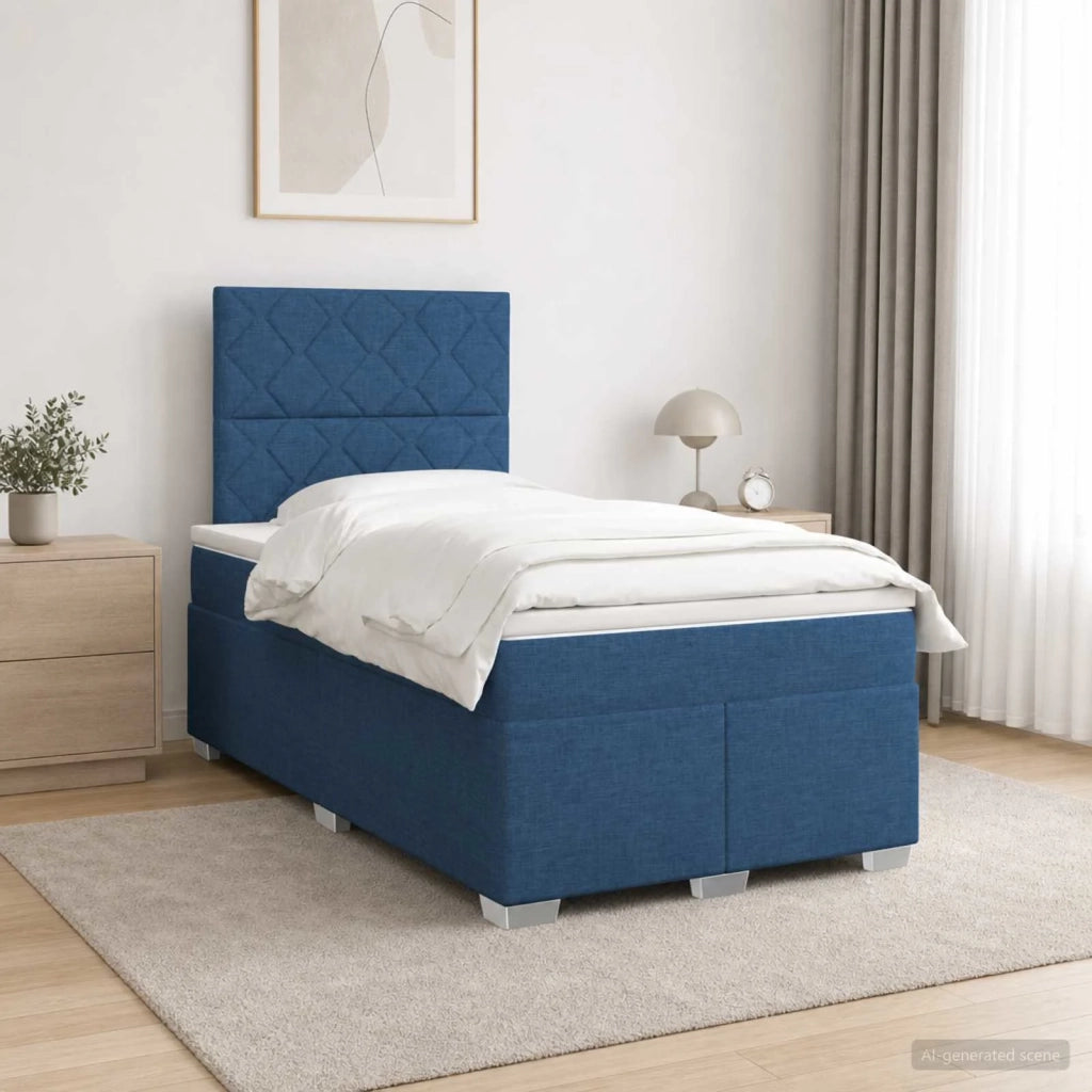 Letto box spring con materasso Blu 120 x 200 cm Tessuto 3454858