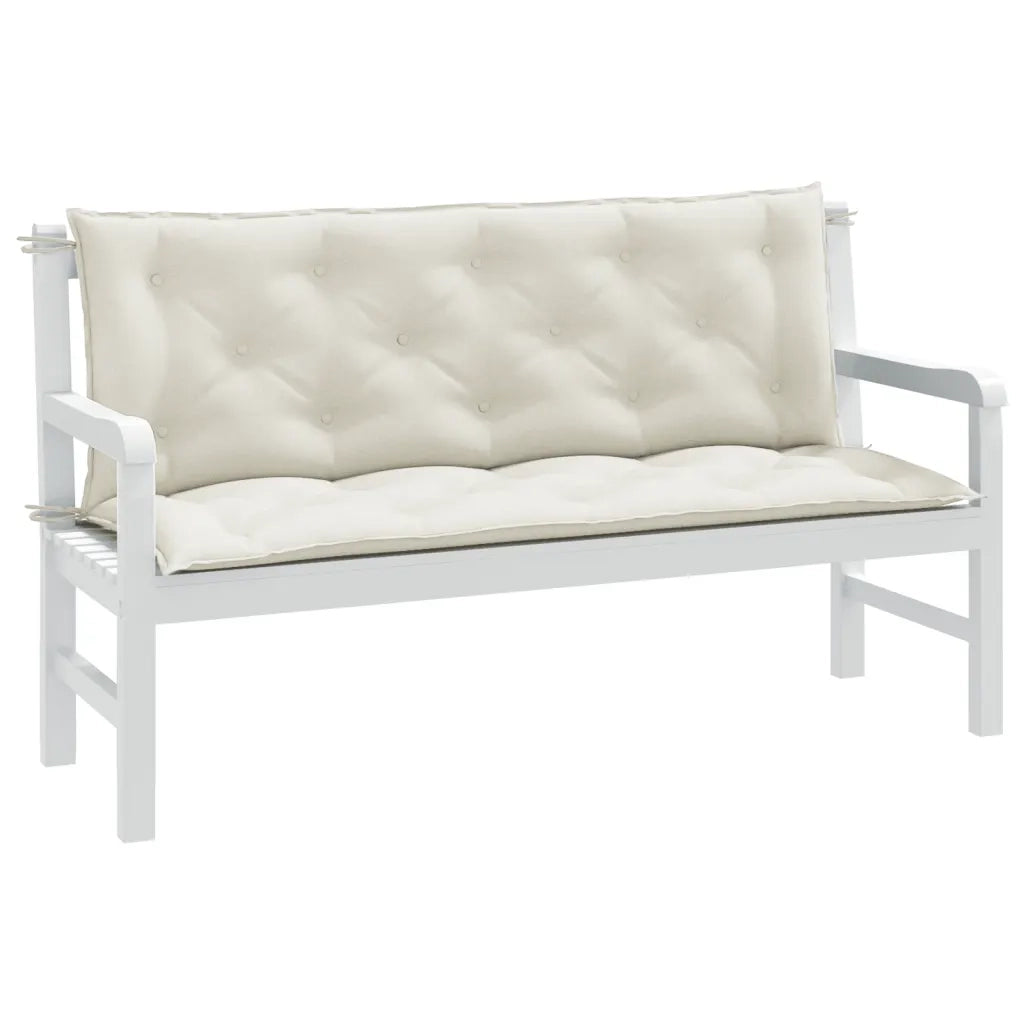 Cuscini Panca Giardino 2 pz-Set di 2 Cuscini per panchina da esterno Crema M¨¦lange 150x50x7 cm Tessuto