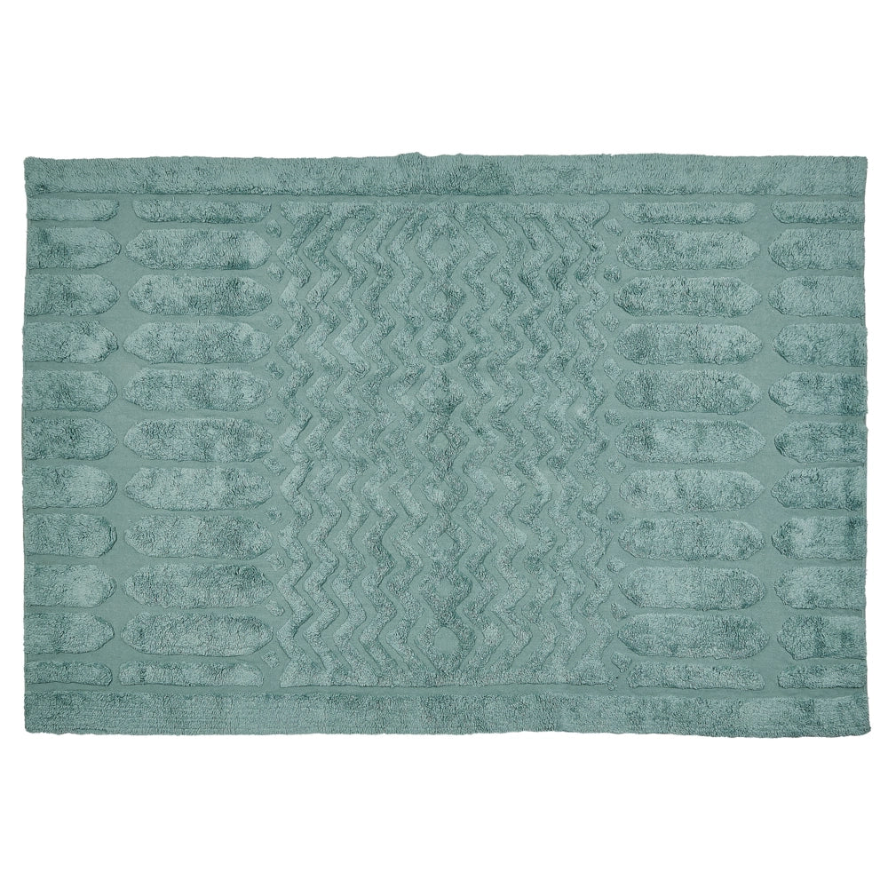 Tappeto in morbido cotone verde menta 140 x 200 cm con motivo geometrico camera da letto soggiorno