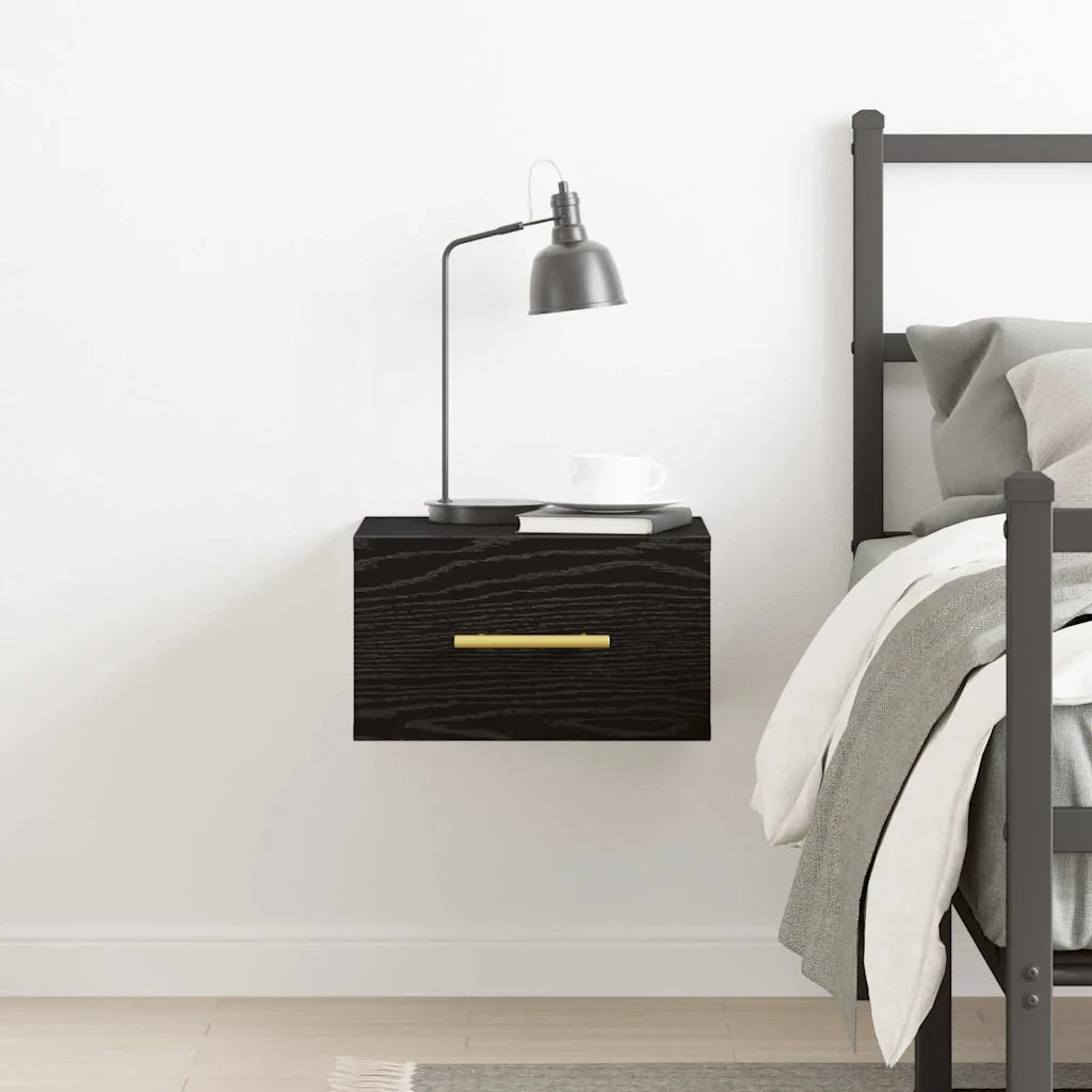 Comodino | Armadio da Notte | Mobiletto da notte Rovere Nero 35 x 35 x 20 cm Legno multistrato