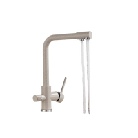 FELIX | Rubinetto per acqua potabile a 3 vie color beige sabbia | miscelatore da cucina ad osmosi in acciaio inossidabile | Filtro 3 connessioni