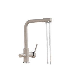 FELIX | Rubinetto per acqua potabile a 3 vie color beige sabbia | miscelatore da cucina ad osmosi in acciaio inossidabile | Filtro 3 connessioni