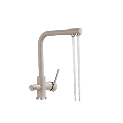 FELIX | Rubinetto per acqua potabile a 3 vie color beige sabbia | miscelatore da cucina ad osmosi in acciaio inossidabile | Filtro 3 connessioni