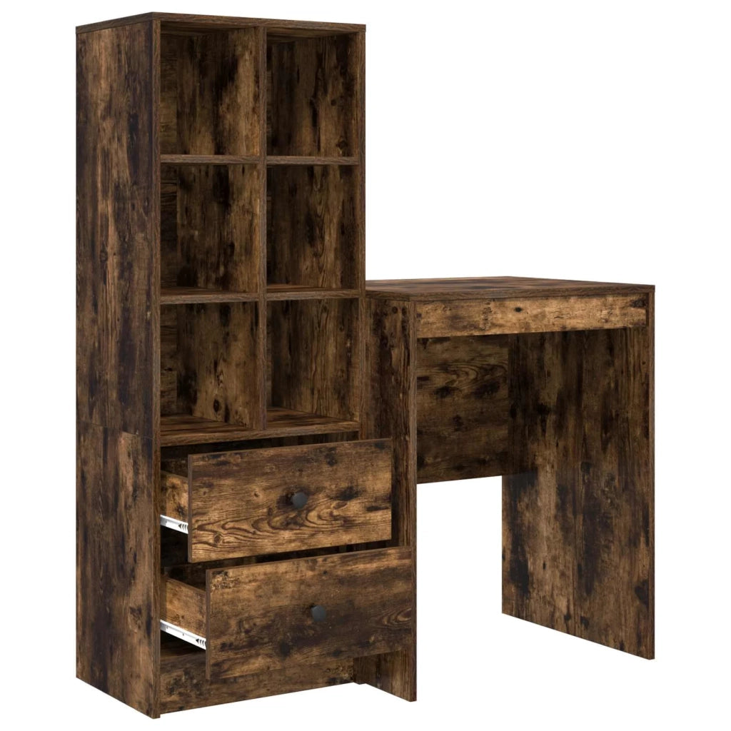 Scrivania con cassetto con lo scaffale 2 pcs Rovere fumé 3337341