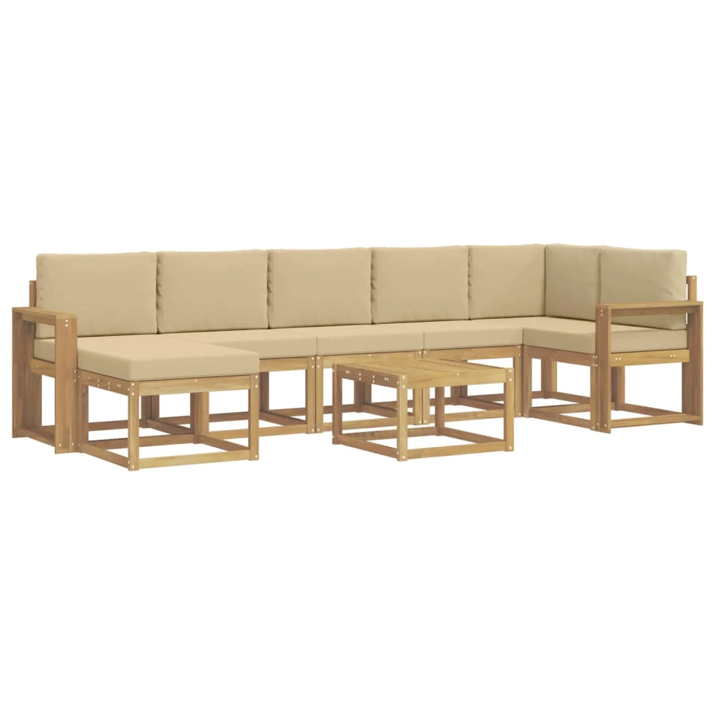 Set di divani da esterno 8 pz Bianco e Beige Poliestere 3387987