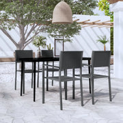 Set Mobili da Pranzo per Giardino 5 pz Nero cod mxl 36959