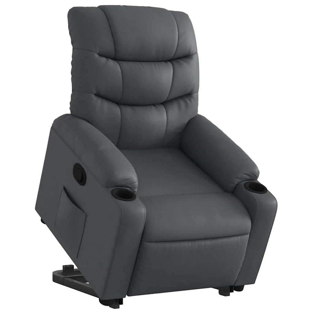Poltrona | Sedia Relax Alzapersona Reclinabile Grigio in Similpelle