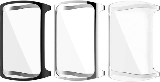 Custodia Smartwatch - Plating TPU - Tutela Universale - Nero Translucido Argento - Resistente ai Colpi - Custodie per Orologi - Compatibile con Fitbit Charge 5.