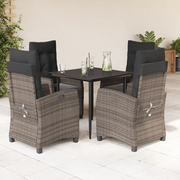 Set da Pranzo da Giardino 5 pz con Cuscini in Polyrattan Grigio 3212989