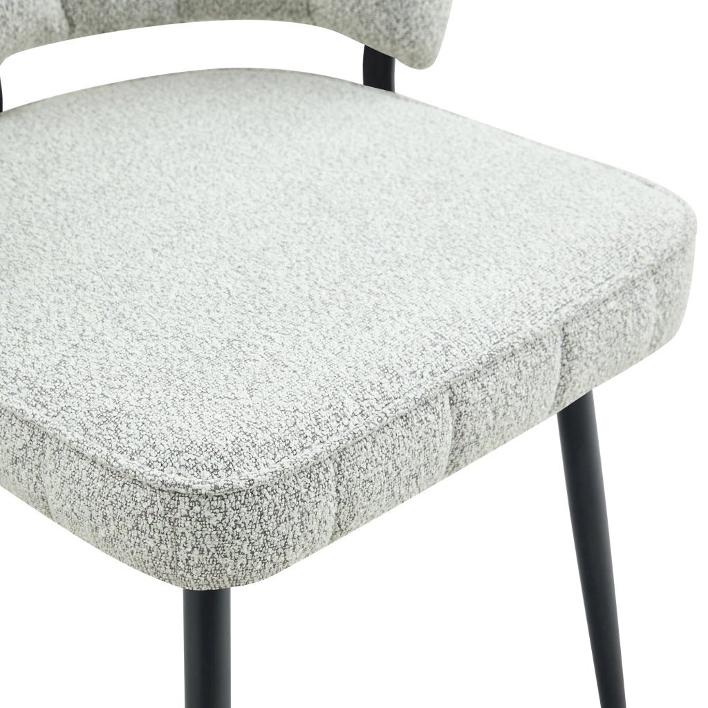 SEDIA Da pranzo Set da 2 pezzi 80 cm Tessuto grigio chiaro e metallo nero