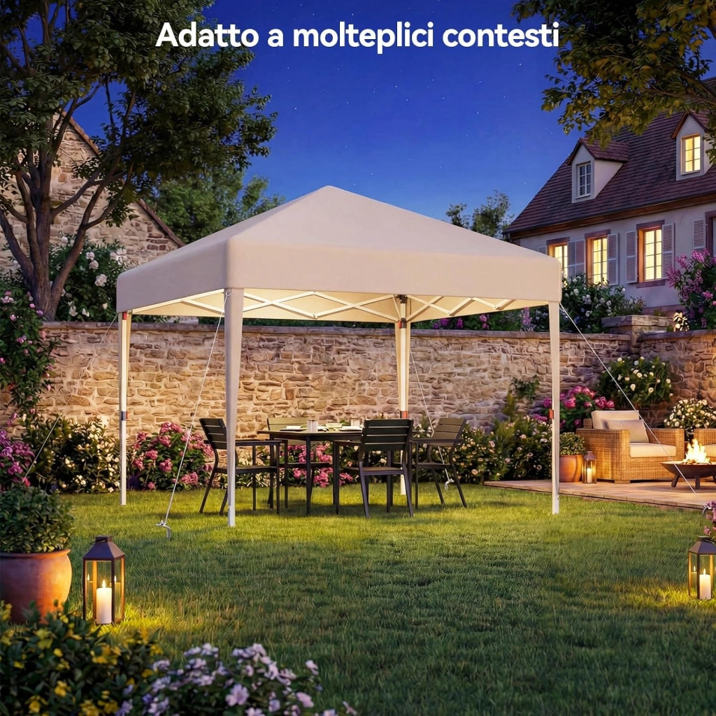 Gazebo 3x3 Pieghevole Impermeabile UPF50+, 3 Altezze Regolabili, Gazebo da Giardino Tende per 8-10 Persone, Gazebo Pieghevole con Borsa da Trasporto, per Giardini, Mercati, Feste, Beige