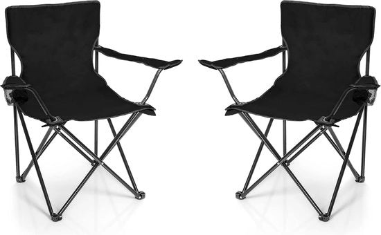 2 x sedile da campeggio, nero, sedile da pesca con porta bicchiere e borsa, sedile da pesca, pieghevole, sedile da giardino, sedile da relax, sedile da pesca, piegabile