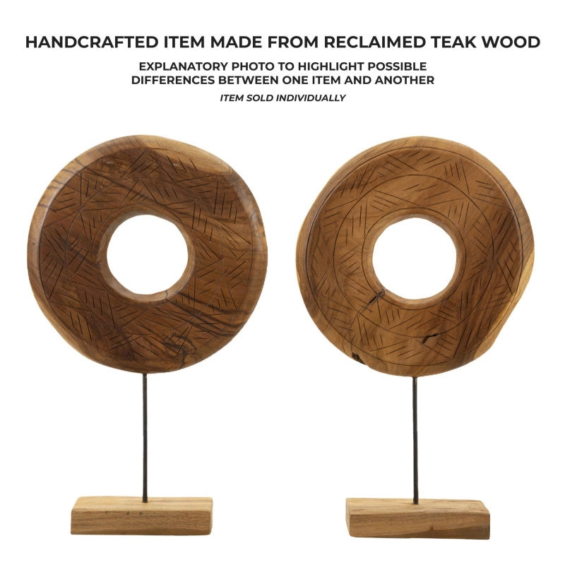 Scultura Dorat In Teak Riciclato cm 35x10x58 (pezzi Unici - Non Ripiani In Serie)