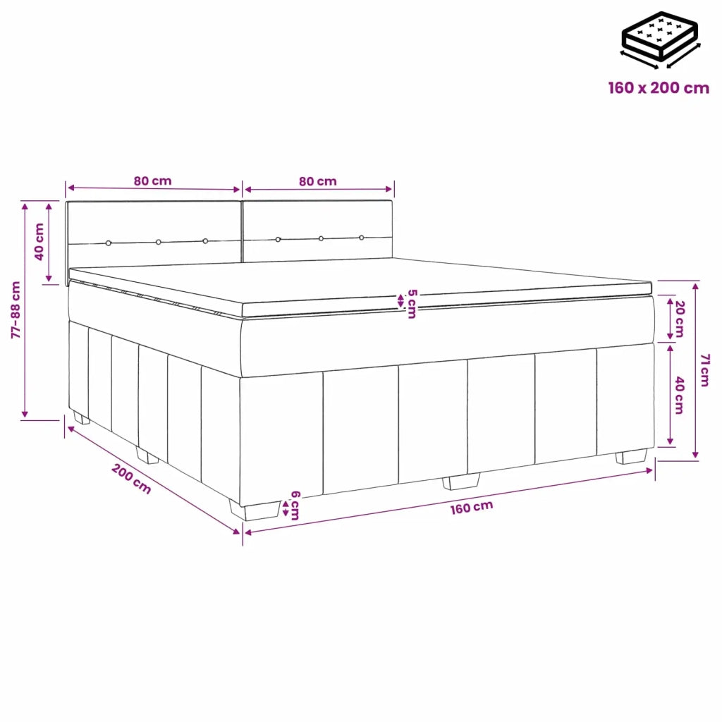 Letto box spring con materasso Grigio Scuro 160 x 200 cm 3451249