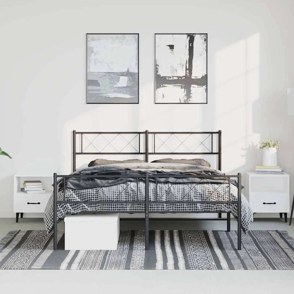 Giroletto con Testiera e Pediera Metallo Nero 135x190 cmcod mxl 130486