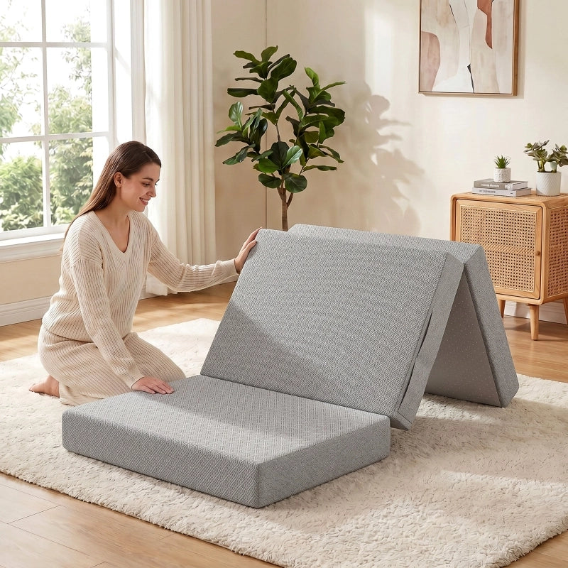 Materasso pieghevole in schiuma bianco 200x90 cm