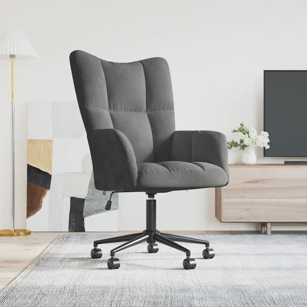 Sedia Relax Grigio Scuro in Velluto 328173