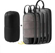Set di 6 compressi, organizzatore per borsa e valigia, sacchetti compressi, sacchetti impermeabili, compressione, accessori di viaggio, organizzatore per valigia per bagaglio a mano, Nero