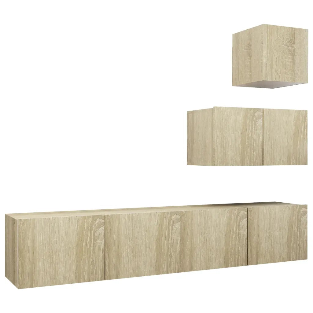 Set di Mobili Porta TV 4 pz-Credenza per TV Rovere Sonoma in Legno Multistrato 876552