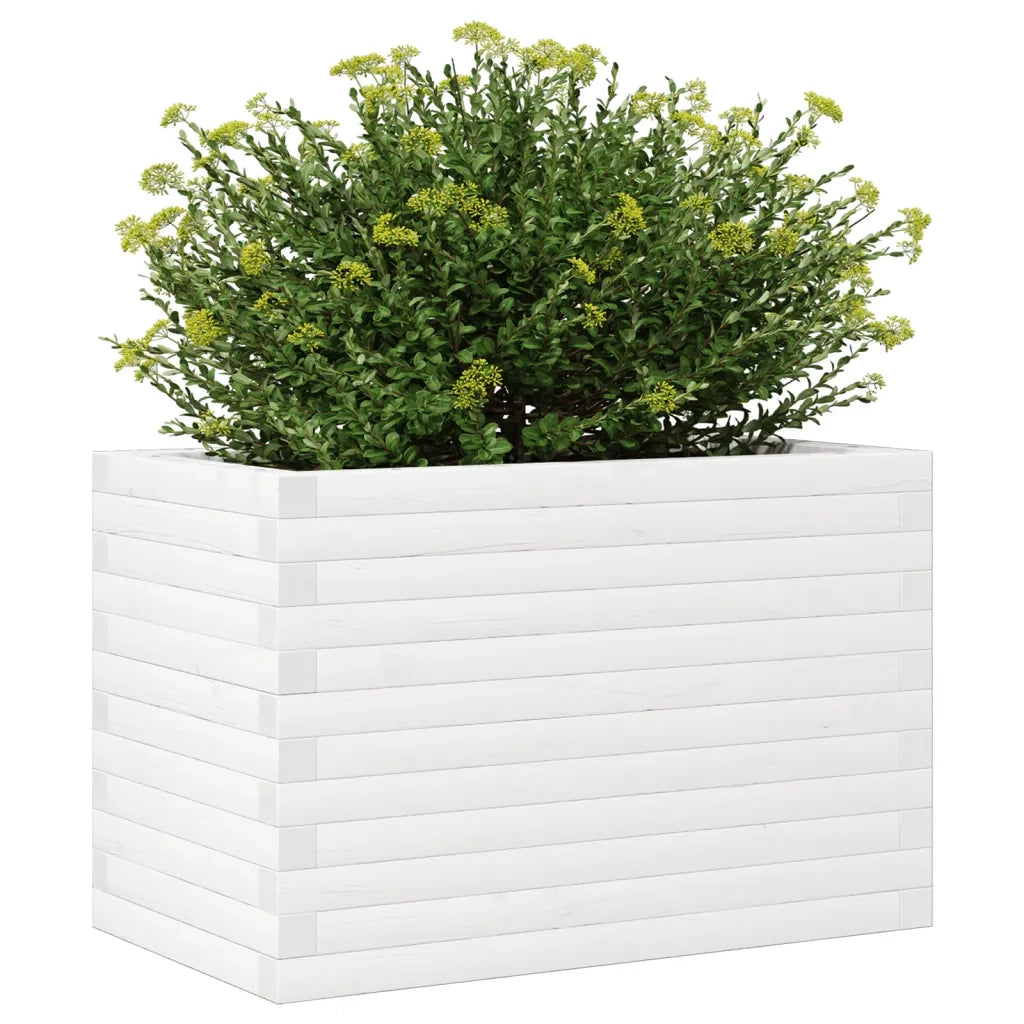 Fioriera da Giardino Bianca 70x40x46 cm Legno Massello di Pino