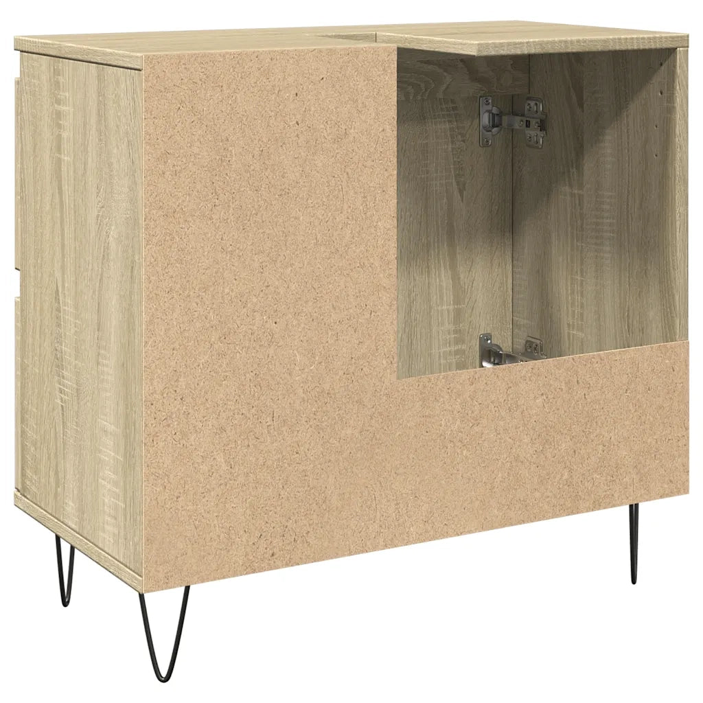 Mobile da bagno con ampi scomparti e gambe in ferro in stile industriale 65 x 33 x 60 cm in legno di rovere Sonoma 02_0049720