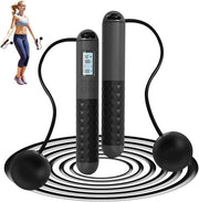 Saltello con Contatore per Adulti e Bambini - Contatore Calorie Digitale, Piastrine di Rullaggio, Maniglie Antiscivolo - Lunghezza Regolabile