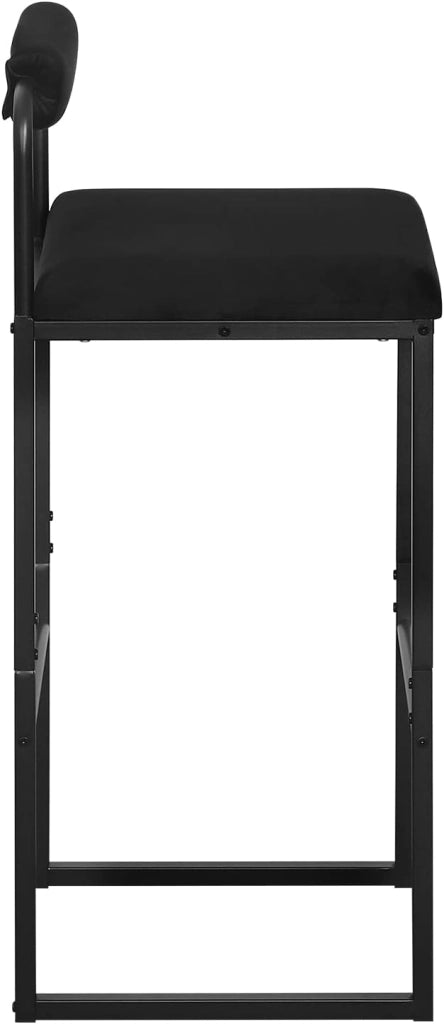 2x Sgabelli da Bar con Poggiapiedi, Sedie Alte con Schienale, Design Moderno, Sgabelli da Cucina Imbottiti in Velluto e Metallo, Nero BH343sz-2