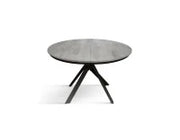 PAZZO DESIGN Tavolo Allungabile con Gambe Incrociate rotondo, Made in Italy, Basamento Nero, Grigio cemento