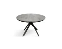 PAZZO DESIGN Tavolo Allungabile con Gambe Incrociate rotondo, Made in Italy, Basamento Nero, Grigio cemento