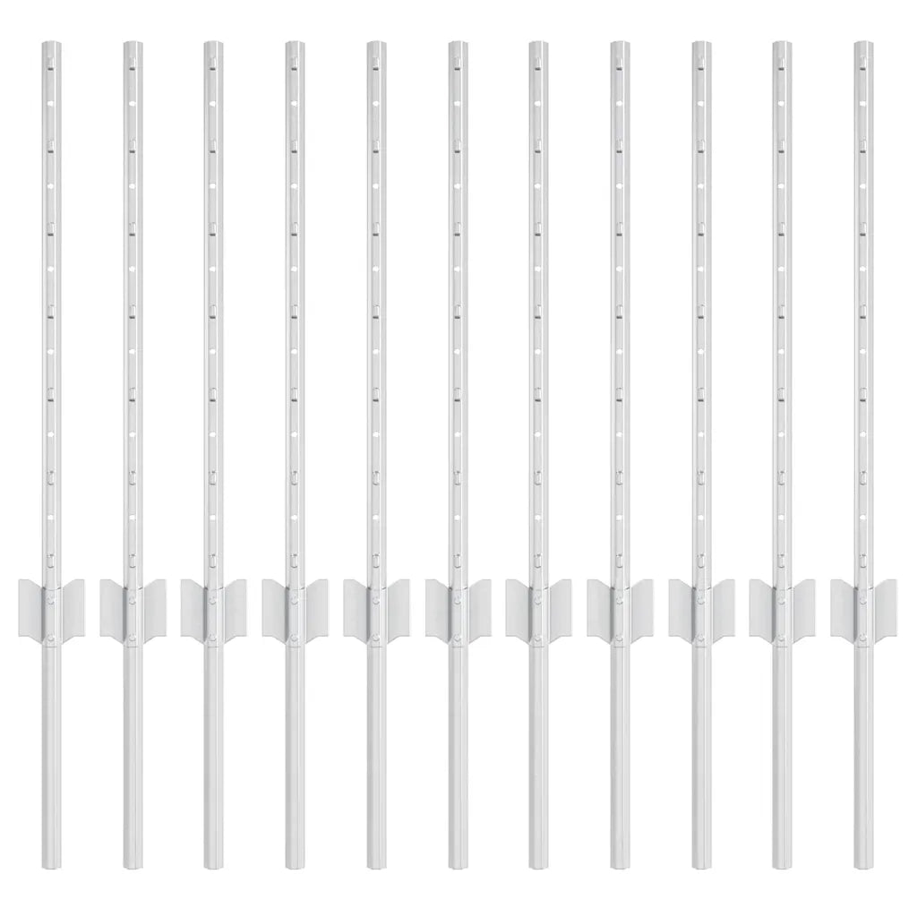 Palo della recinzione 11 pcs Argento 60 cm Acciaio 42006293