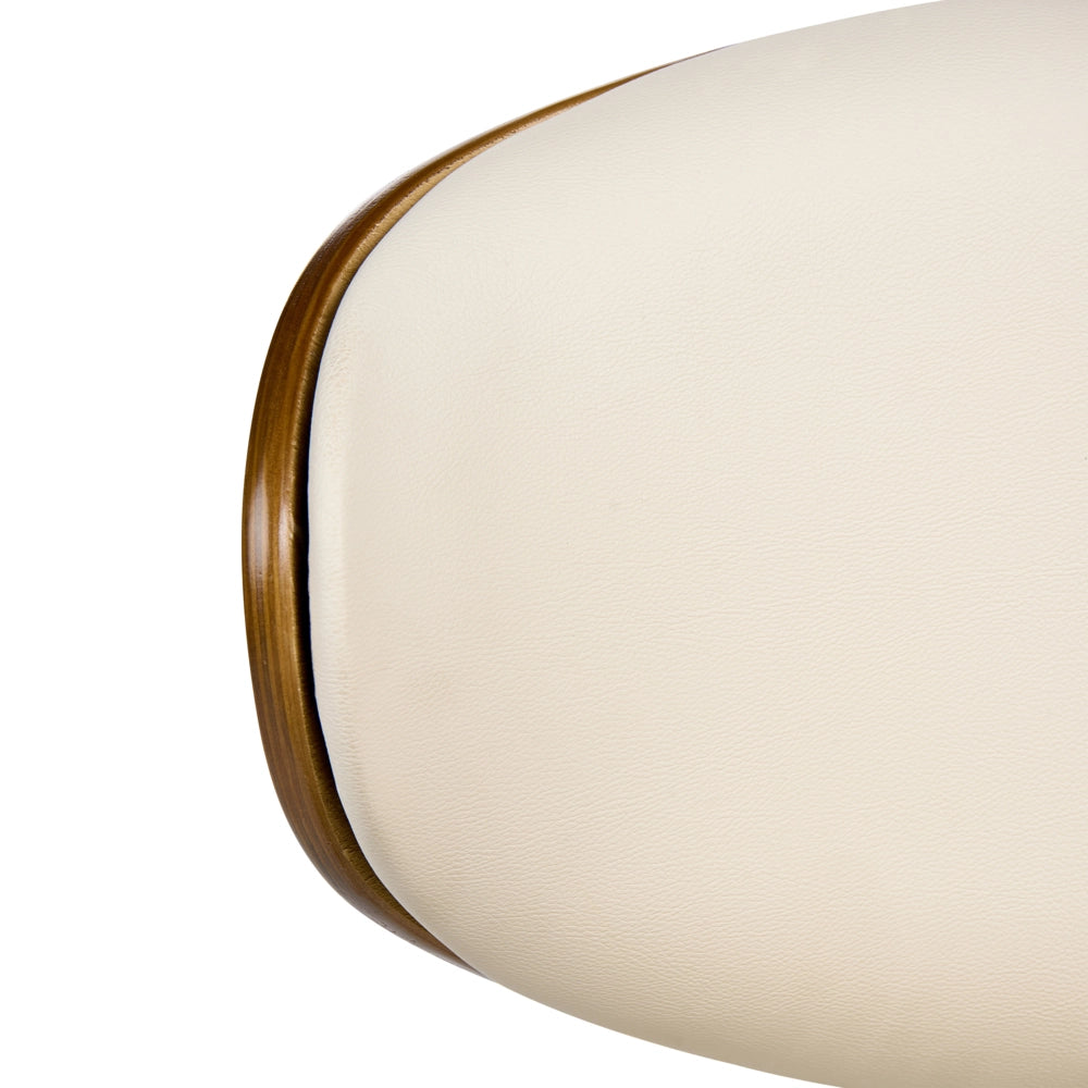 Sedia da scrivania in ecopelle beige chiaro imbottita con sedile regolabile in altezza tramite pistone a gas e base girevole