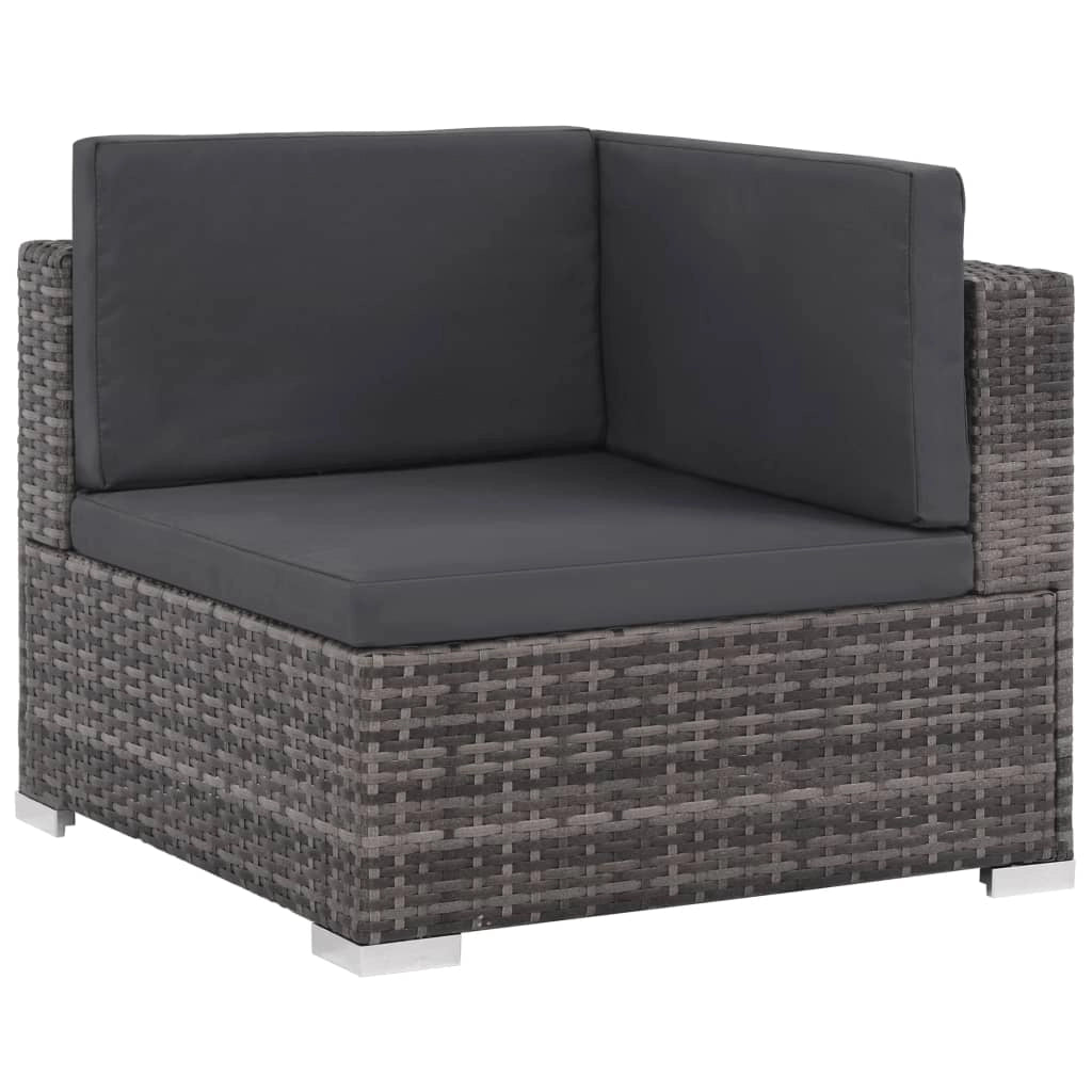 Set di mobili da giardino mobili da esterno 6 pezzi con cuscini resina intrecciata grigia 02_0016861