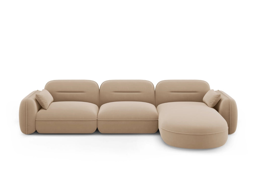 Cosmopolitan Design - Divano angolare modulare destro "Sydney" 4 posti in velluto sabbia 