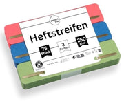 Linea perfetta - 75 strisce di adesivi in cartone riciclato, 250 g/m², 3 colori (rosso, verde, blu), Certificato Blauwe Engel Made in Germany