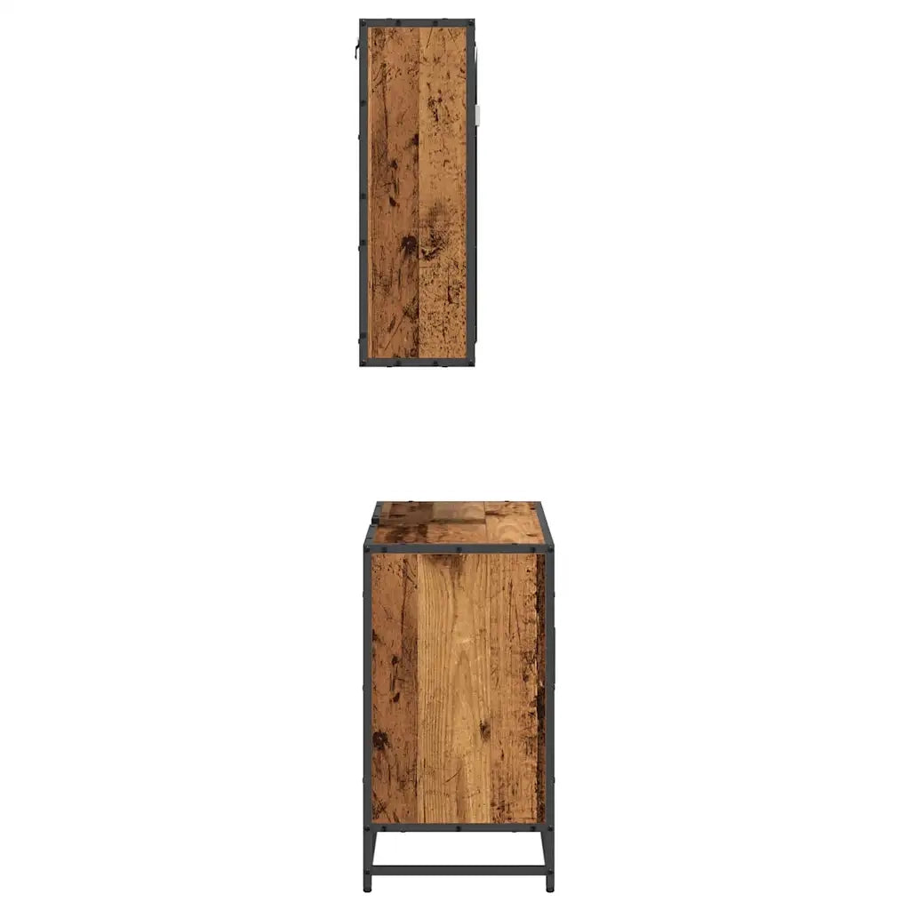 Set di mobili per il bagno con lo scaffale 2 pcs Legno vecchio 3402402