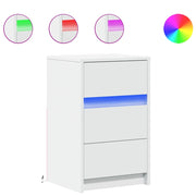 Comodino | Armadio da Notte | Mobiletto da notte con Luci LED Bianco in Legno Multistrato