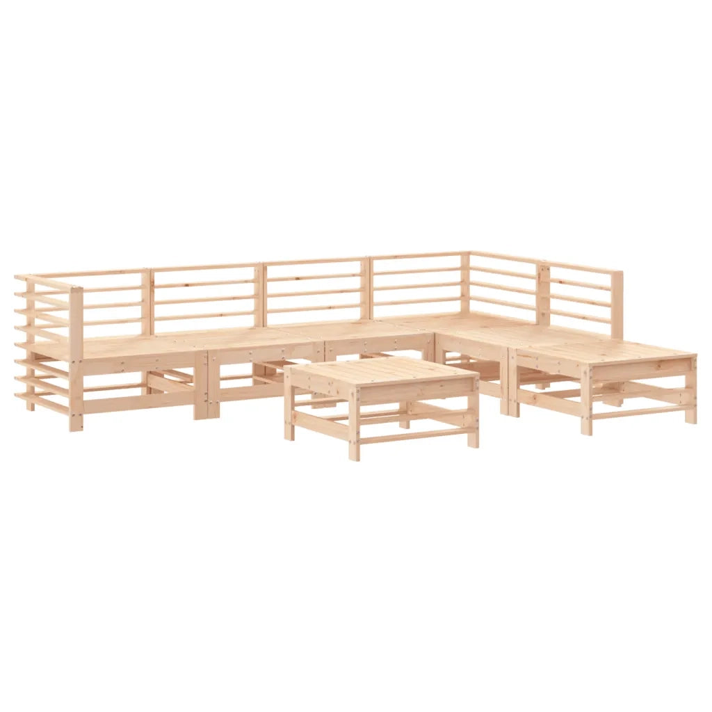 Set Divani da Giardino 7 pz con Cuscini in Legno Massello