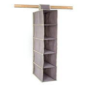 OWIJI Organizer Portaoggetti Appendere Armadio 5 Ripiani 70 x 15 x 30 cm Salvaspazio Divisori Interno Pieghevole Contenitore Vestiti Scarpe