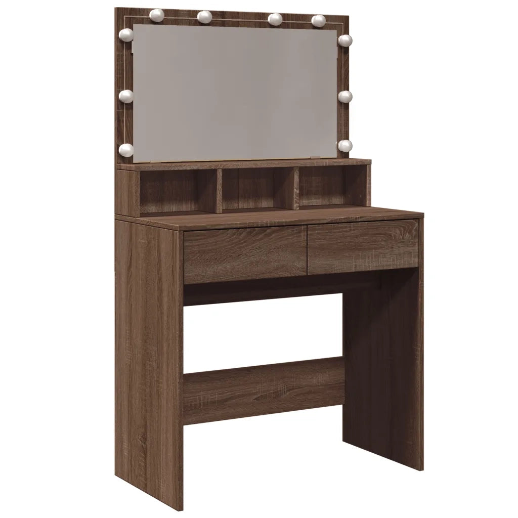Toeletta con LED Rovere Marrone 80x41x134,5 cm